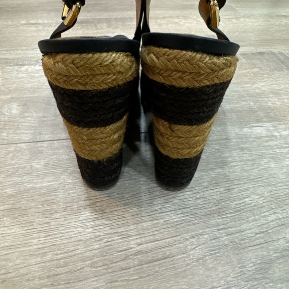 Authentic Fendi Leather Pequin Slingback Espadrille Wedges Size 39 - Picture 4 of 10